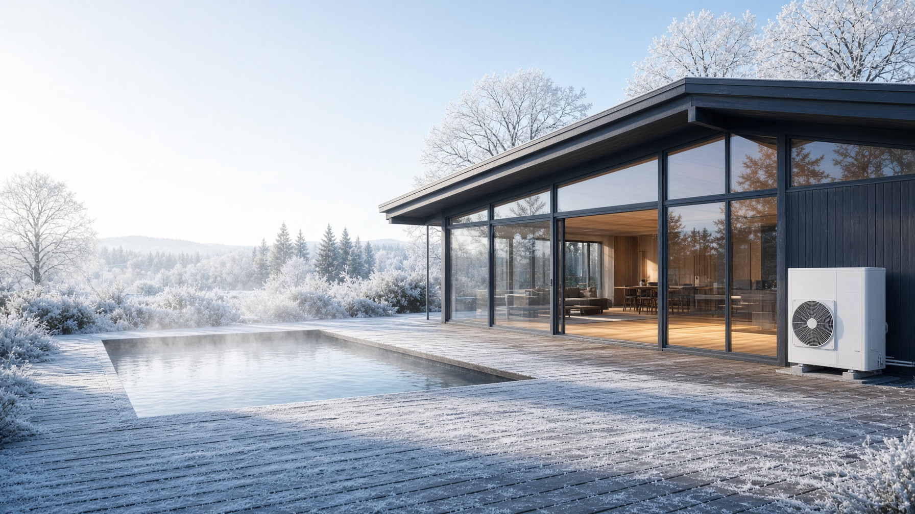 Värmesystem med varmvatten, golvvärme och pool